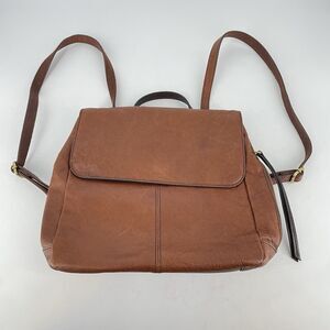 Fossil Claire Leather Backpack Brown Brandy Womens Flap Magnetic Zip Bag
